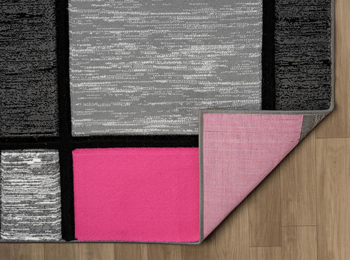 Black, Grey, and Multicolor 3D Carved Modern Area Rug